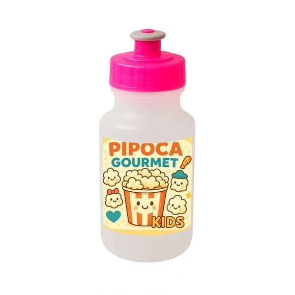 Garrafinha Squeeze Personalizada Pipoca Gourmet Kids