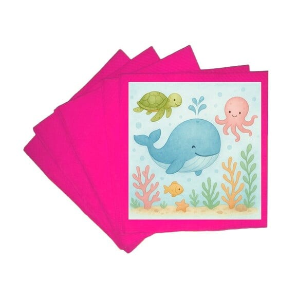 Guardanapo de Papel Personalizado Baleia Aquarela