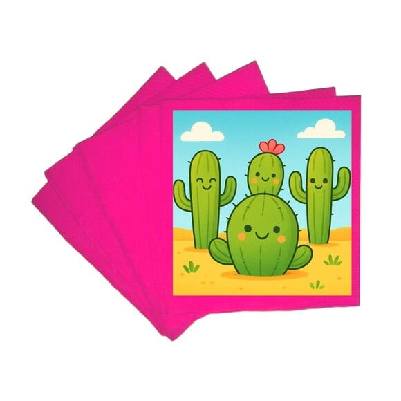 Guardanapo de Papel Personalizado Cactos Fofos