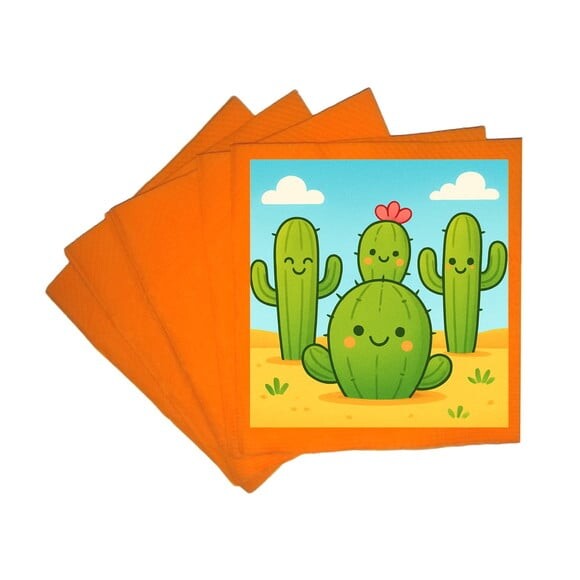 Guardanapo de Papel Personalizado Cactos Fofos