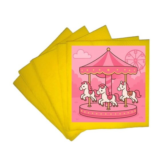 Guardanapo de Papel Personalizado Carrossel Rosa