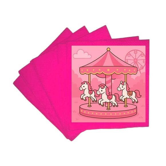 Guardanapo de Papel Personalizado Carrossel Rosa