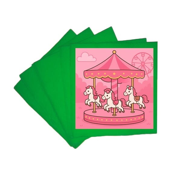 Guardanapo de Papel Personalizado Carrossel Rosa