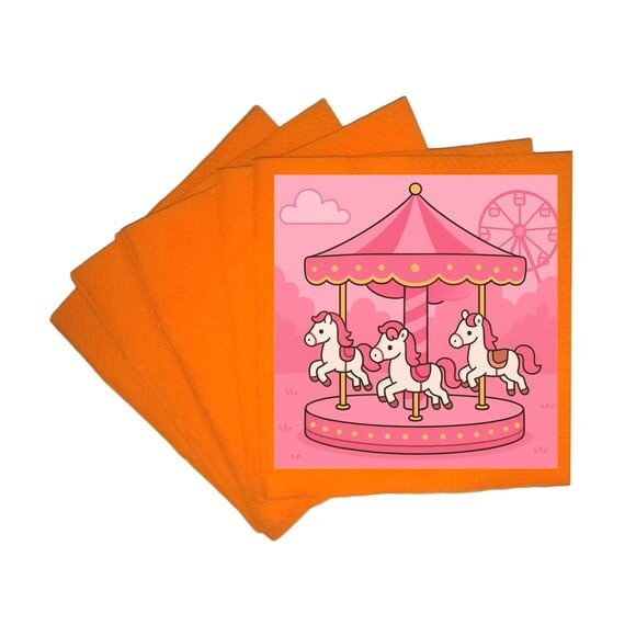 Guardanapo de Papel Personalizado Carrossel Rosa