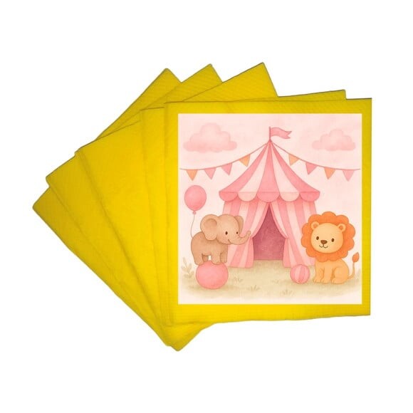 Guardanapo de Papel Personalizado Circo Rosa Aquarela