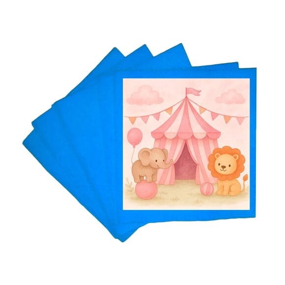 Guardanapo de Papel Personalizado Circo Rosa Aquarela