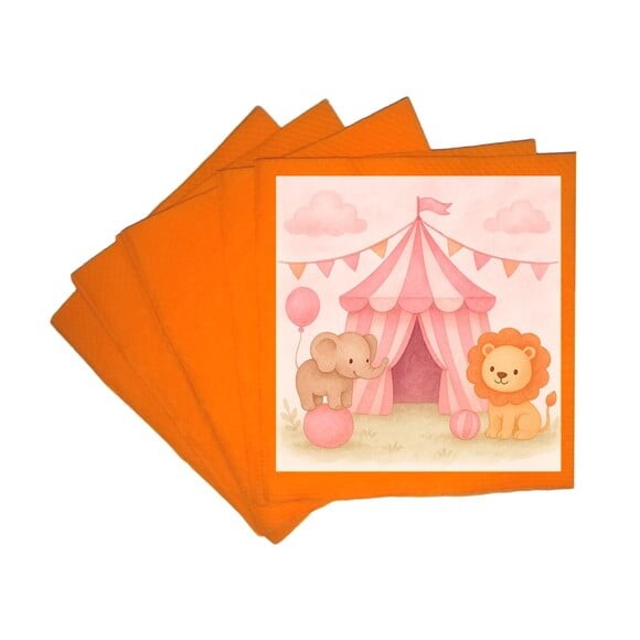 Guardanapo de Papel Personalizado Circo Rosa Aquarela