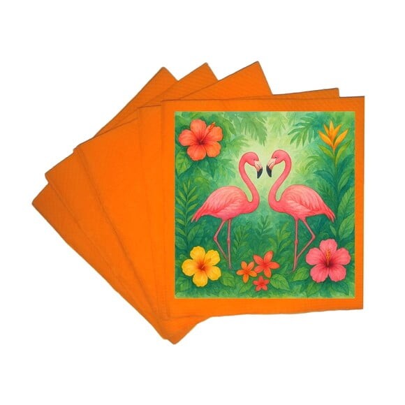 Guardanapo de Papel Personalizado Flamingo Aquarela