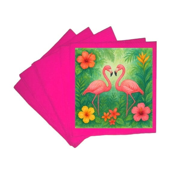 Guardanapo de Papel Personalizado Flamingo Aquarela