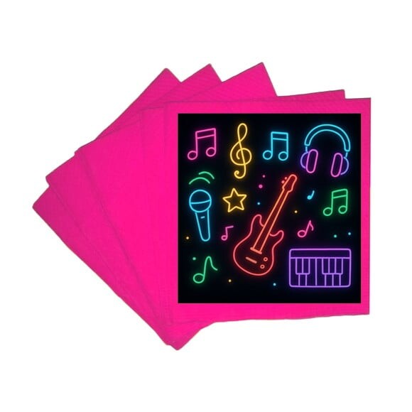 Guardanapo de Papel Personalizado Neon Musical