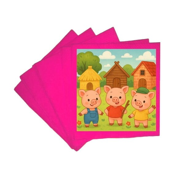 Guardanapo de Papel Personalizado os Três Porquinhos