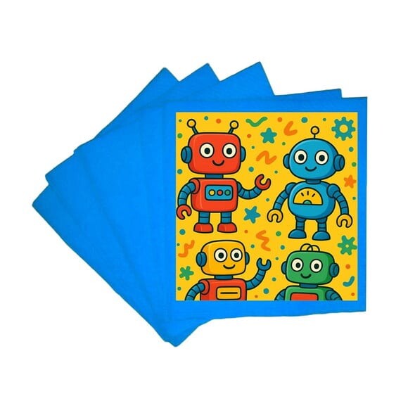 Guardanapo de Papel Personalizado Robôs Divertidos