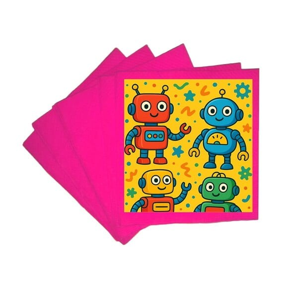 Guardanapo de Papel Personalizado Robôs Divertidos