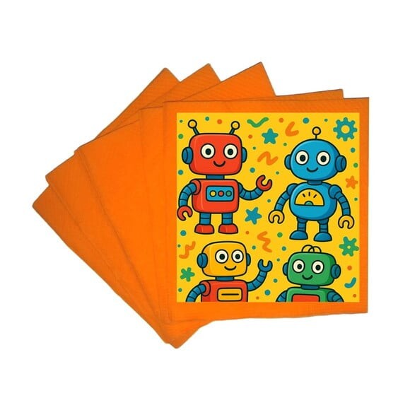 Guardanapo de Papel Personalizado Robôs Divertidos
