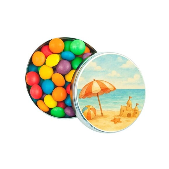 Latinha Metálica Personalizada Mar e Praia Aquarela