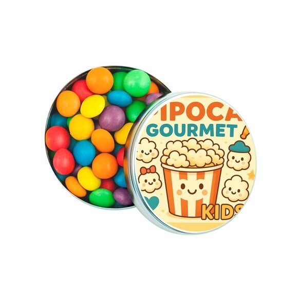 Latinha Metálica Personalizada Pipoca Gourmet Kids