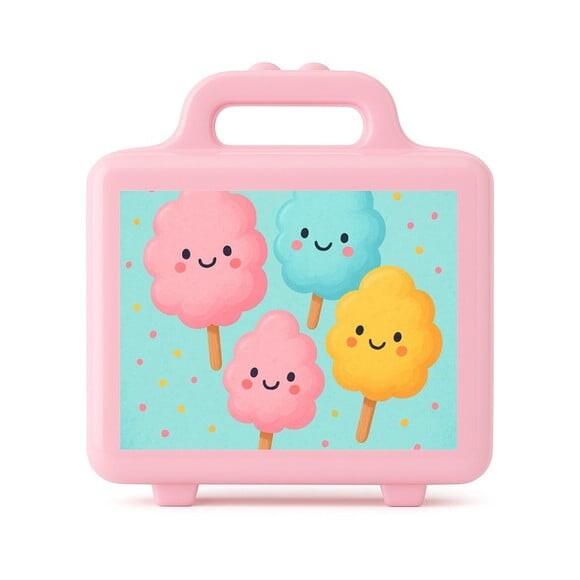 Maleta Plástica Personalizada 12x10cm Algodão Doce
