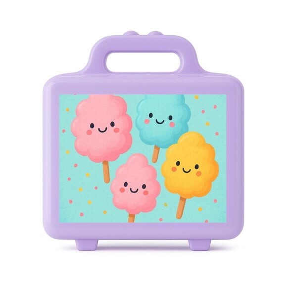 Maleta Plástica Personalizada 12x10cm Algodão Doce