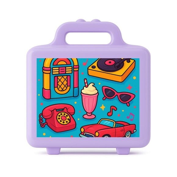 Maleta Plástica Personalizada 12x10cm Anos 50