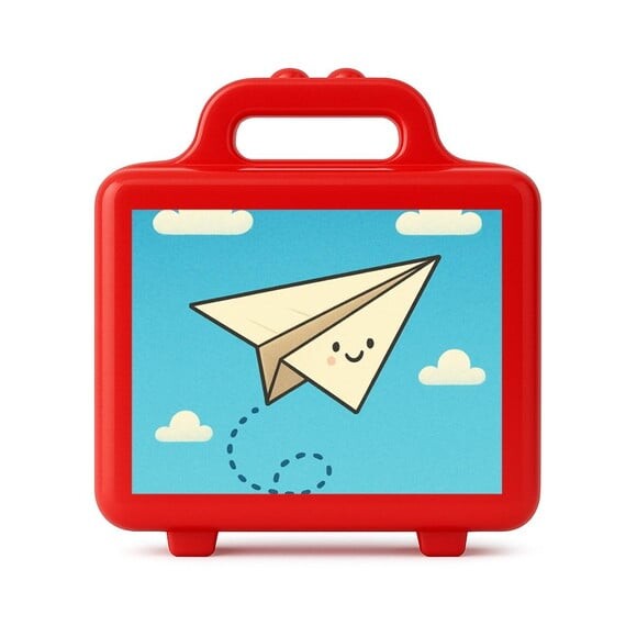 Maleta Plástica Personalizada 12x10cm Aviãozinho de Papel