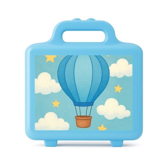 Maleta Plástica Personalizada 12x10cm Balão de Ar Azul