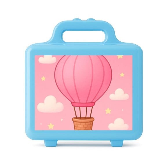 Maleta Plástica Personalizada 12x10cm Balão de Ar Rosa