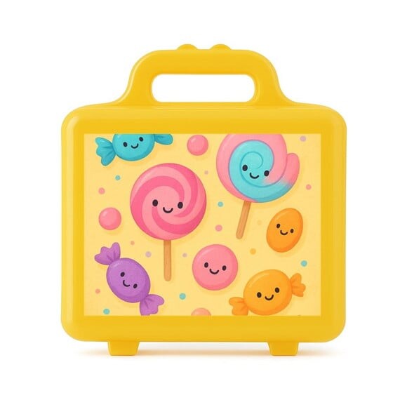 Maleta Plástica Personalizada 12x10cm Balas e Pirulitos
