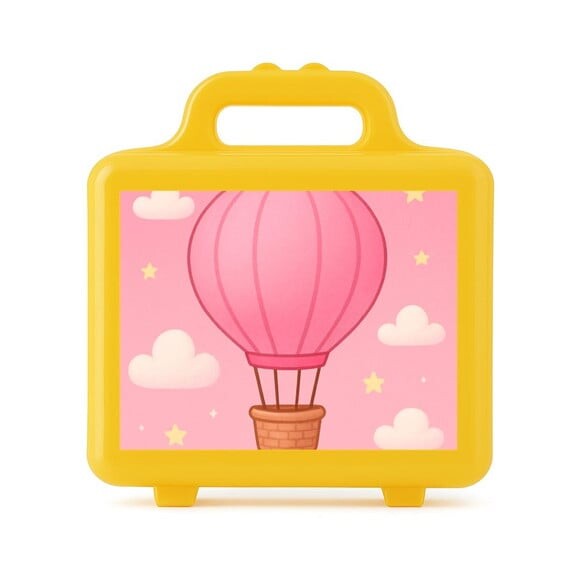 Maleta Plástica Personalizada 12x10cm Balão de Ar Rosa