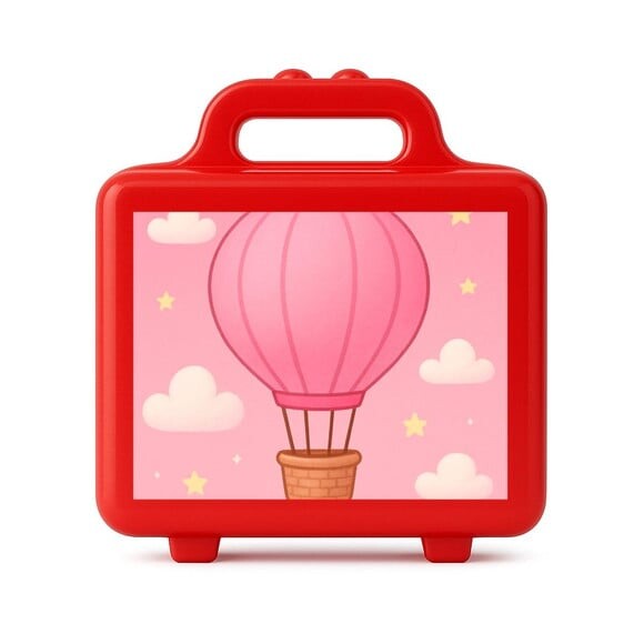 Maleta Plástica Personalizada 12x10cm Balão de Ar Rosa
