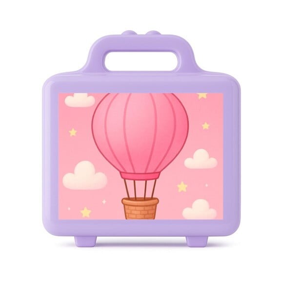 Maleta Plástica Personalizada 12x10cm Balão de Ar Rosa