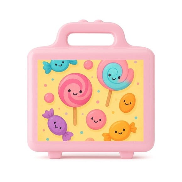 Maleta Plástica Personalizada 12x10cm Balas e Pirulitos