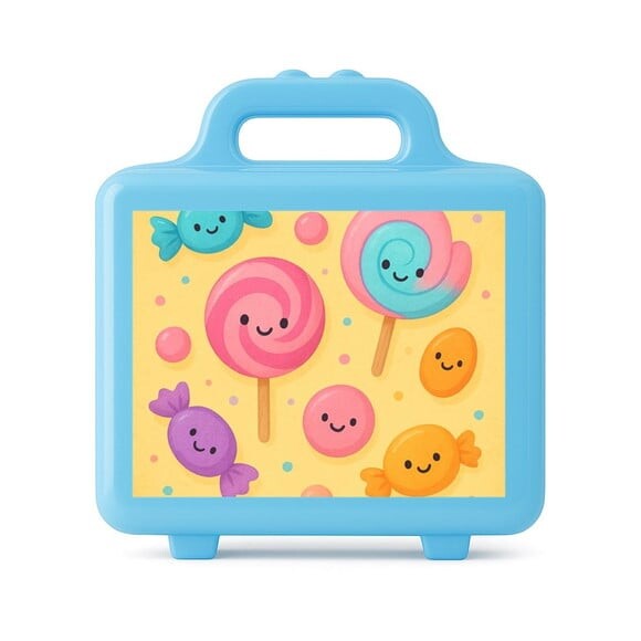 Maleta Plástica Personalizada 12x10cm Balas e Pirulitos