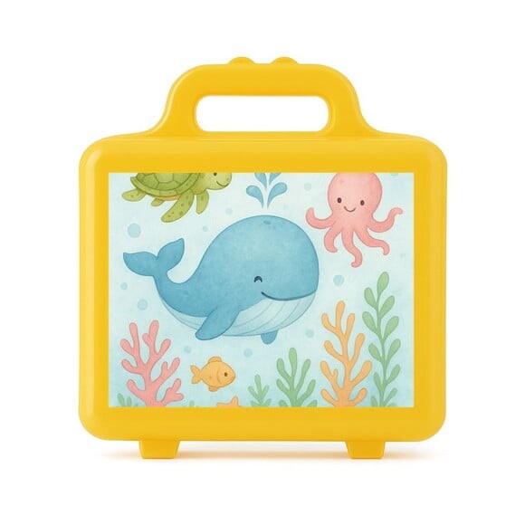 Maleta Plástica Personalizada 12x10cm Baleia Aquarela