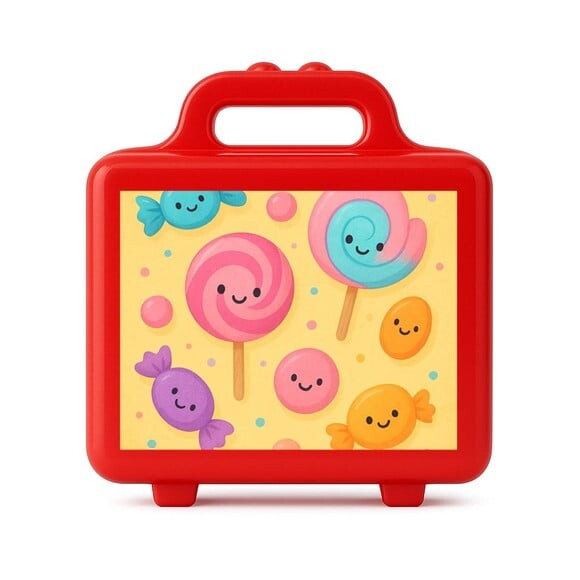 Maleta Plástica Personalizada 12x10cm Balas e Pirulitos