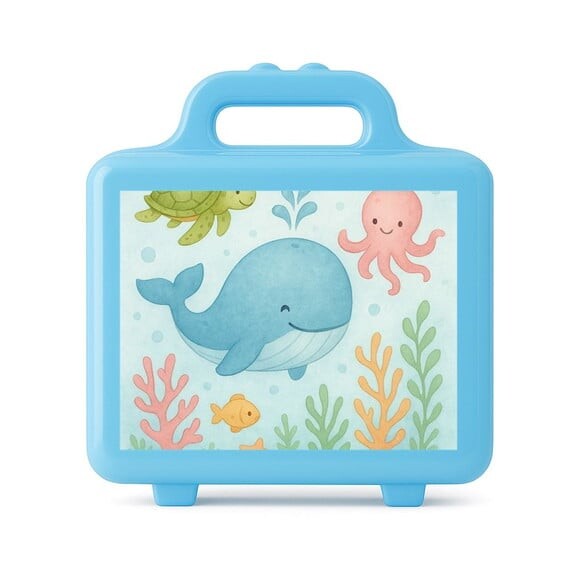 Maleta Plástica Personalizada 12x10cm Baleia Aquarela