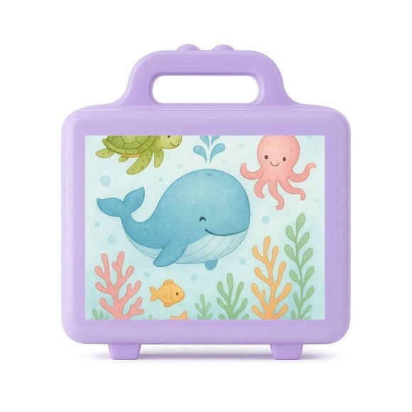 Maleta Plástica Personalizada 12x10cm Baleia Aquarela
