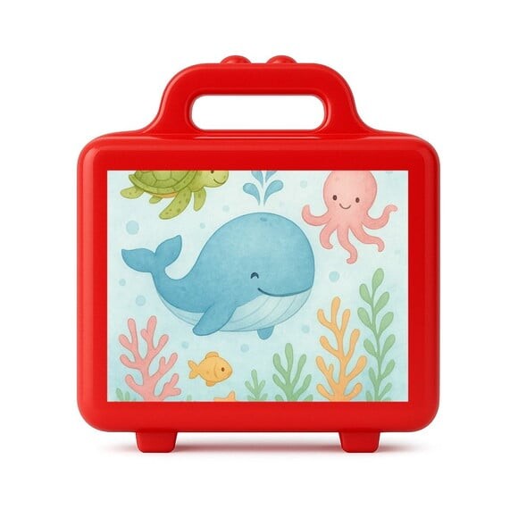 Maleta Plástica Personalizada 12x10cm Baleia Aquarela