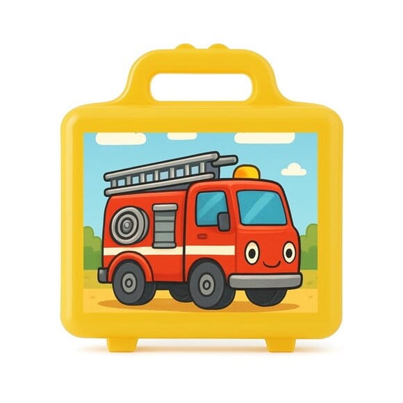 Maleta Plástica Personalizada 12x10cm Caminhão de Bombeiro