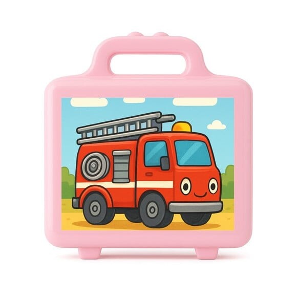 Maleta Plástica Personalizada 12x10cm Caminhão de Bombeiro