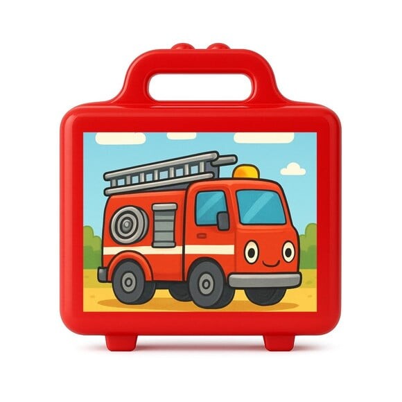 Maleta Plástica Personalizada 12x10cm Caminhão de Bombeiro