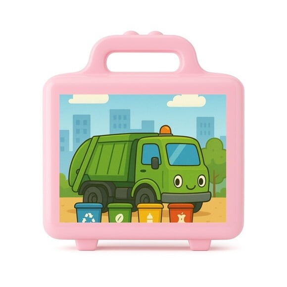 Maleta Plástica Personalizada 12x10cm Caminhão de Lixo