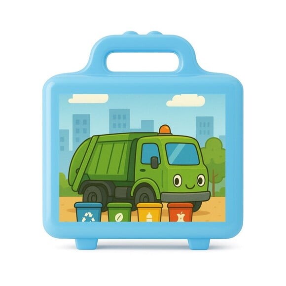 Maleta Plástica Personalizada 12x10cm Caminhão de Lixo