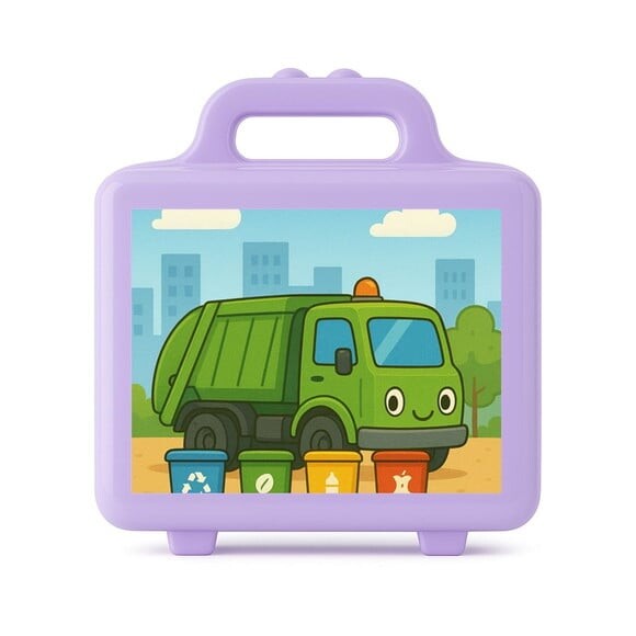 Maleta Plástica Personalizada 12x10cm Caminhão de Lixo