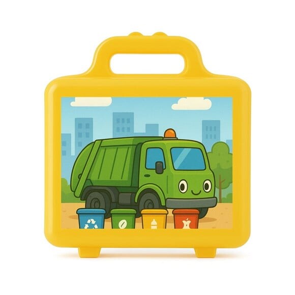 Maleta Plástica Personalizada 12x10cm Caminhão de Lixo