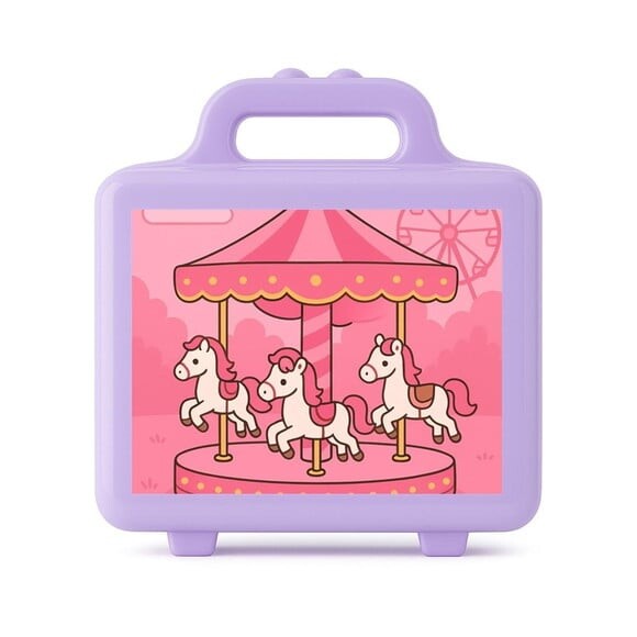 Maleta Plástica Personalizada 12x10cm Carrossel Rosa
