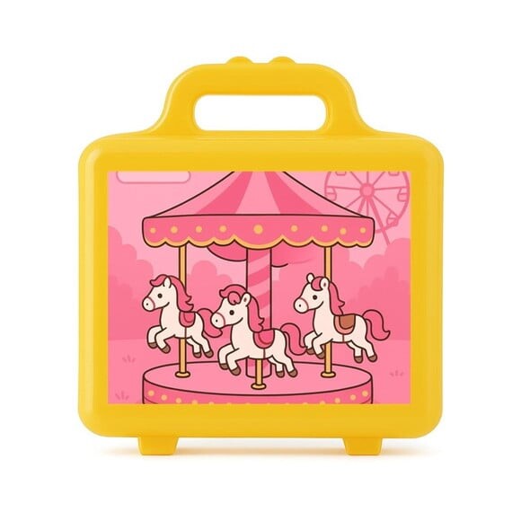 Maleta Plástica Personalizada 12x10cm Carrossel Rosa