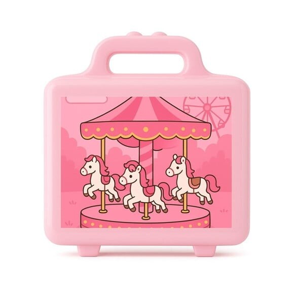 Maleta Plástica Personalizada 12x10cm Carrossel Rosa