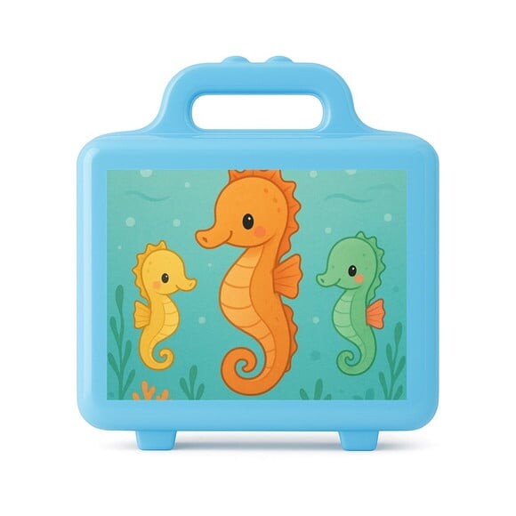 Maleta Plástica Personalizada 12x10cm Cavalos Marinhos