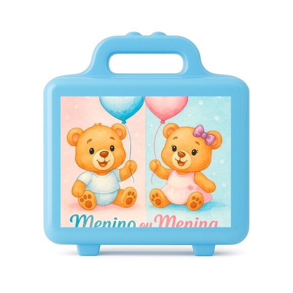 Maleta Plástica Personalizada 12x10cm Chá de Revelação