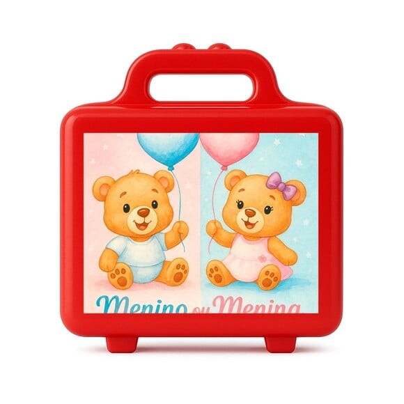 Maleta Plástica Personalizada 12x10cm Chá de Revelação